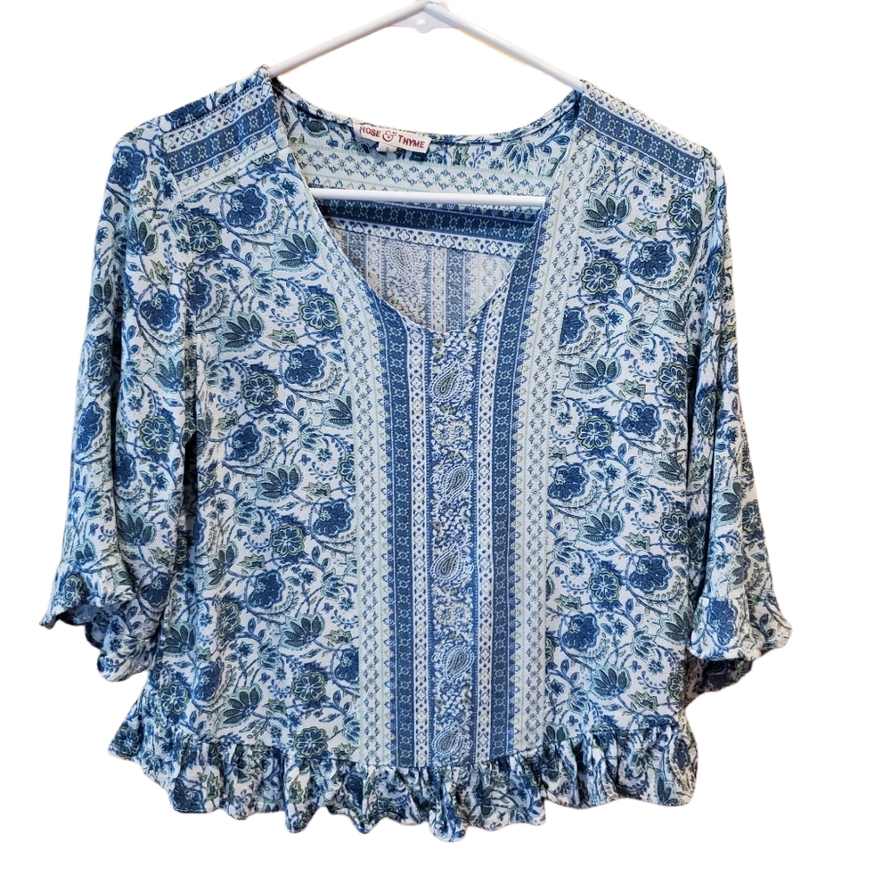 Rose & Thyme boho crop blouse